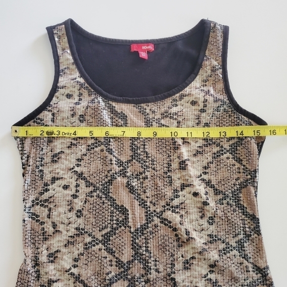 1275 * Bongo Snakeskin Sequin Tank Tan Black Size S - Picture 6 of 7